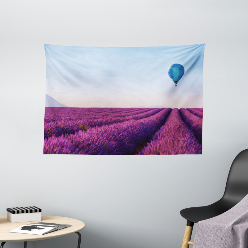 Lavender Field Balloon Wide Tapestry