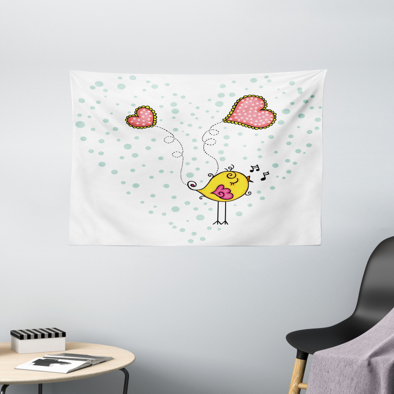 Love Bird Heart Wide Tapestry