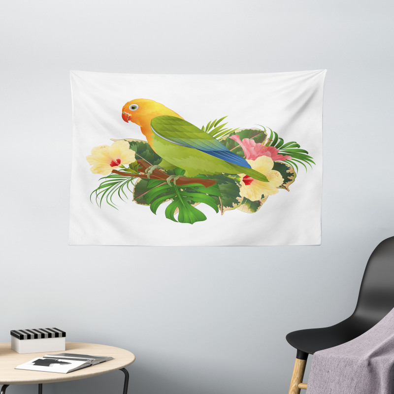 Exotic Agapornis Parrot Wide Tapestry