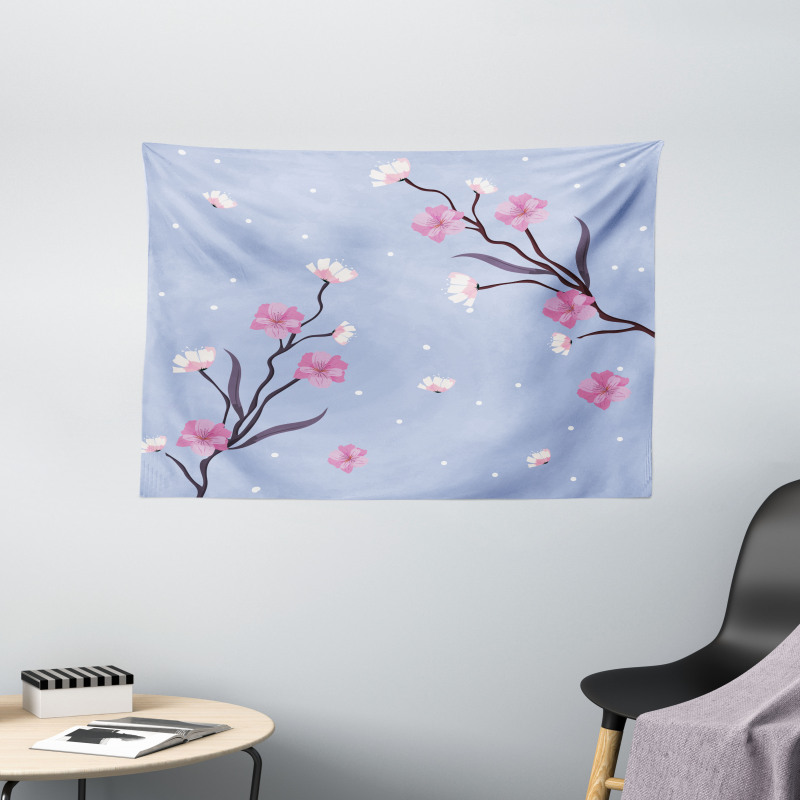 Apple Blossoms Branch Wide Tapestry