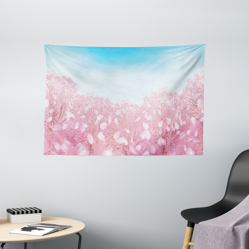 Cherry Blossom View Wide Tapestry