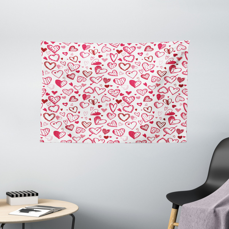Valentine Hearts Arrow Wide Tapestry