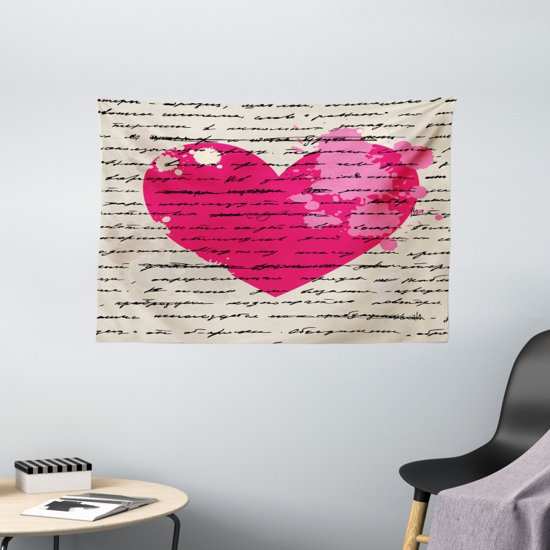 Love Words Handwriting Wide Tapestry