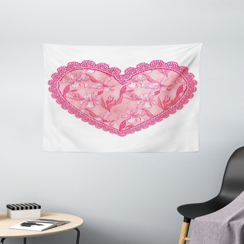 Lace Heart with Flora Wide Tapestry