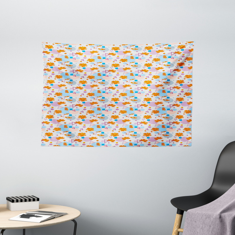 Petal and Geometric Shapes Wide Tapestry