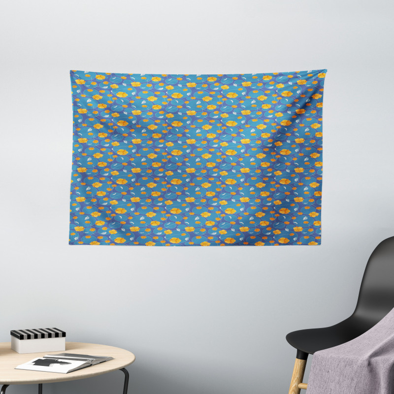 Flowers and Rounds Wide Tapestry