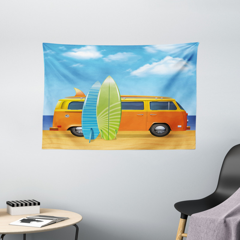 Happy Camper Van Surf Wide Tapestry