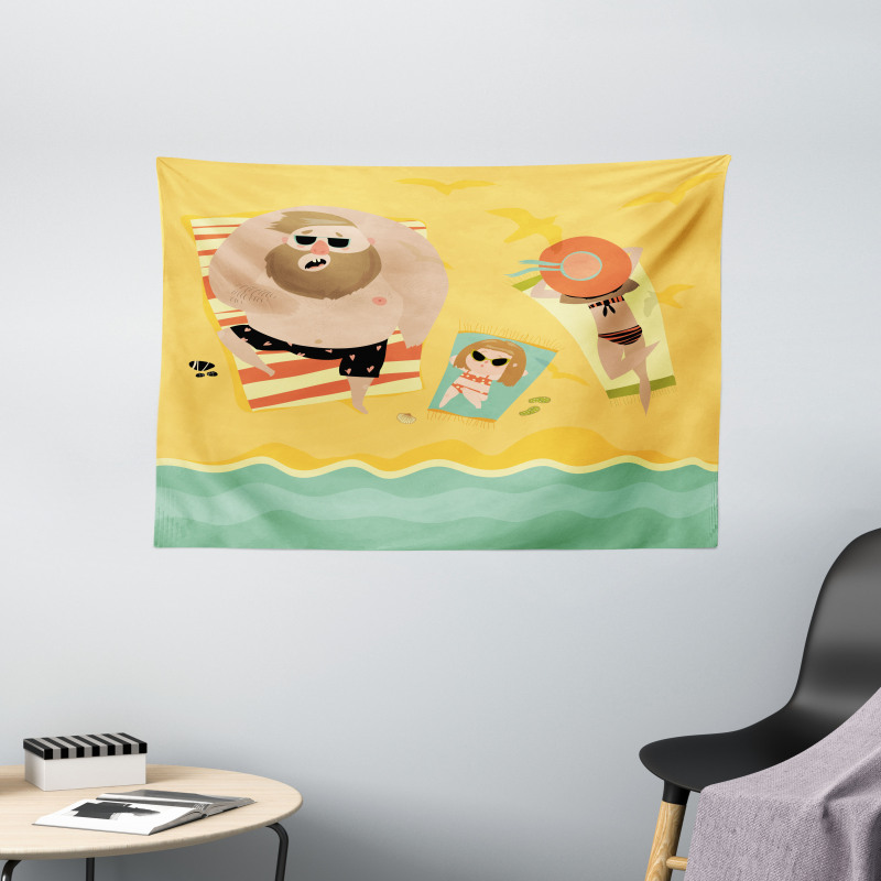 Happy Family Seaside Wide Tapestry