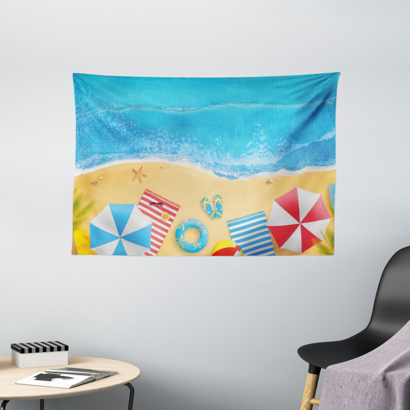 Summer Fun Bay Aerial Wide Tapestry