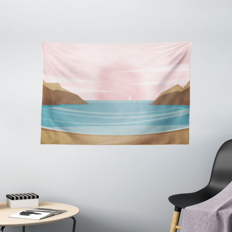 Bay and Pastel Sky Wide Tapestry