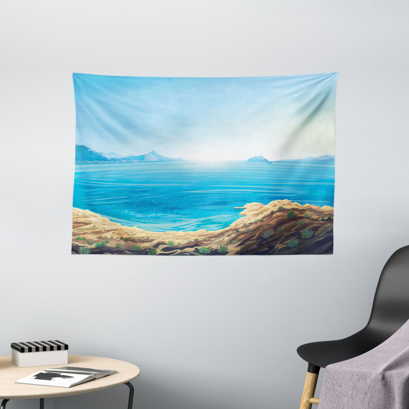 Seascape Cartoon Wide Tapestry