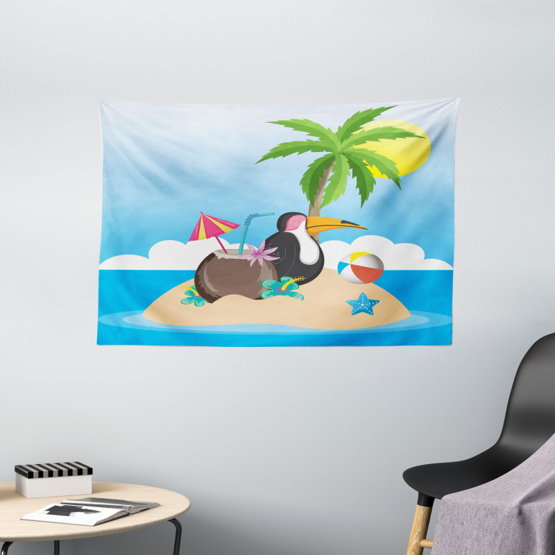 Tropic Funny Cartoon Wide Tapestry