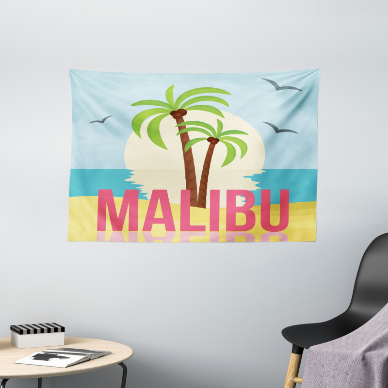 Malibu Sunset Ocean Wide Tapestry