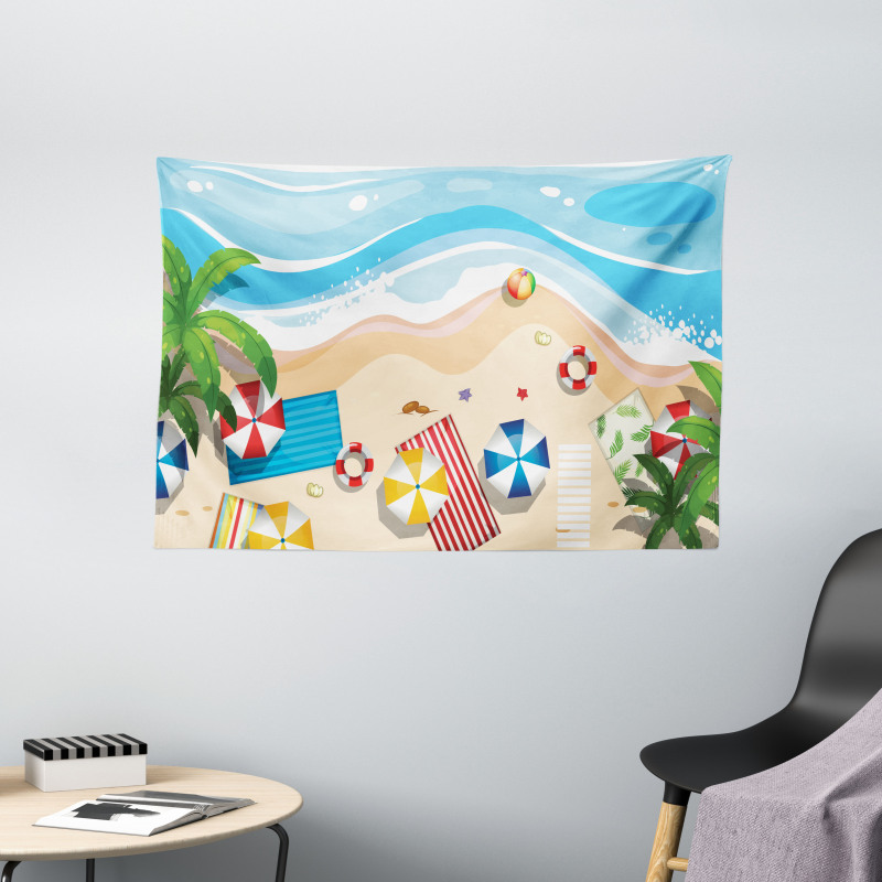 Summer Fun Cartoon Wide Tapestry