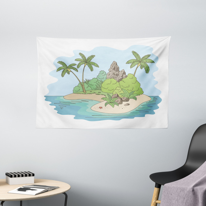 Island Doodle Botany Wide Tapestry