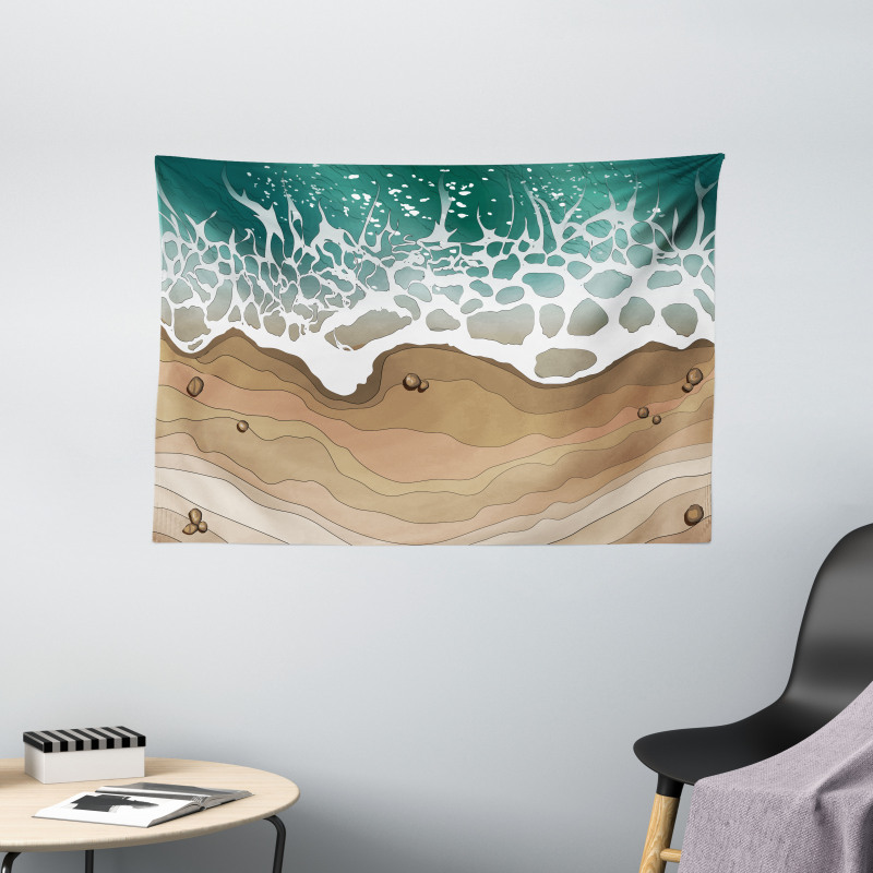 Foamy Sea Waves Bay Wide Tapestry