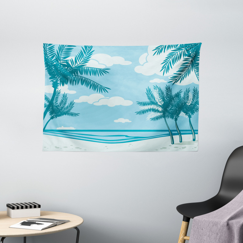 Sand and Palm Trees Wide Tapestry