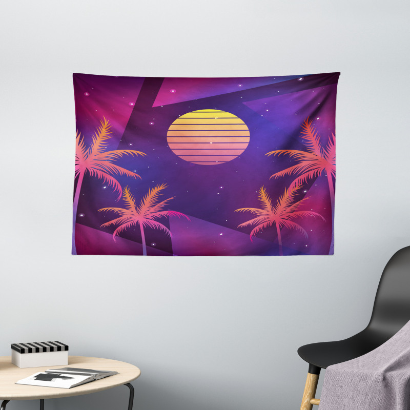 Palms Sun and Stars Wide Tapestry