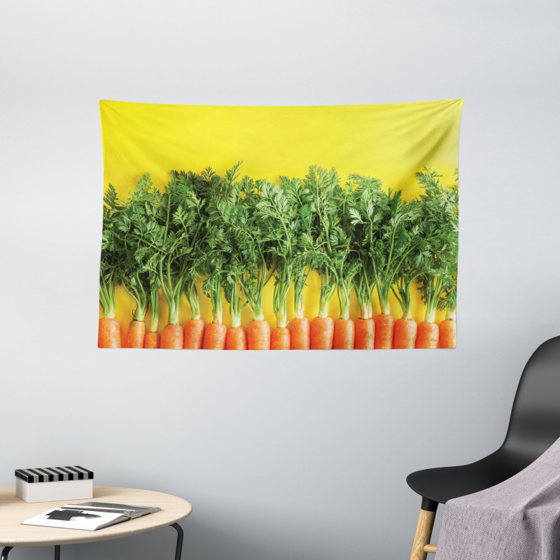 Carrots in a Row Art Wide Tapestry