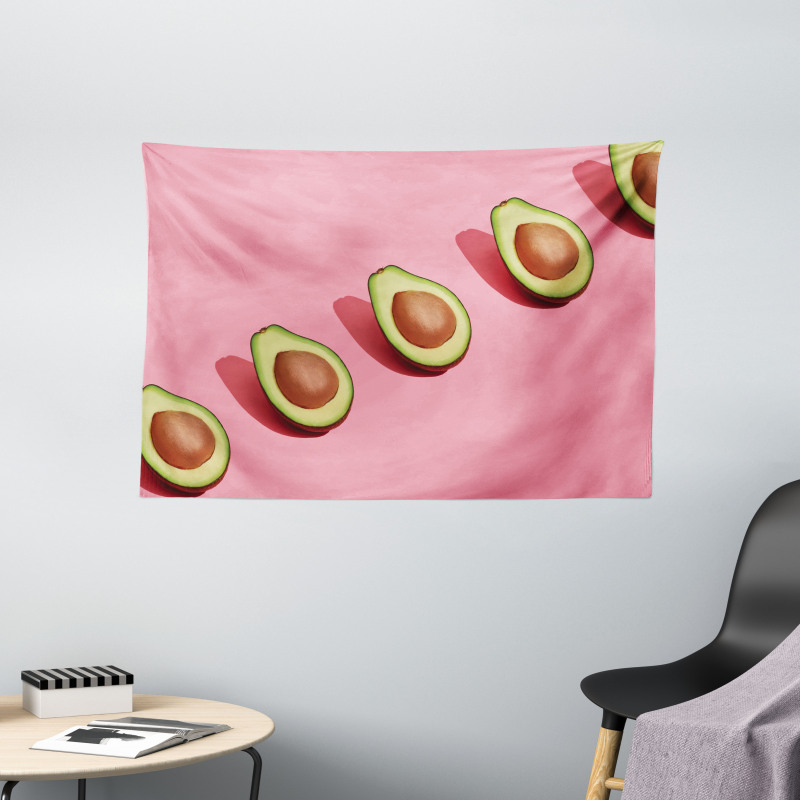 Halved Fresh Avocados Wide Tapestry