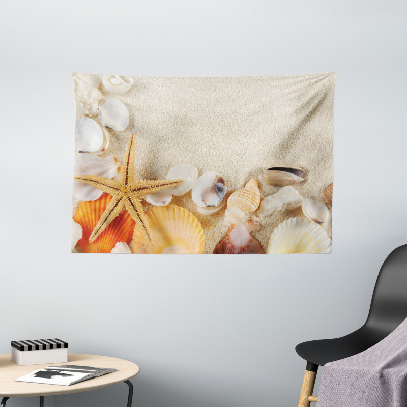 Seashells Starfish Wide Tapestry