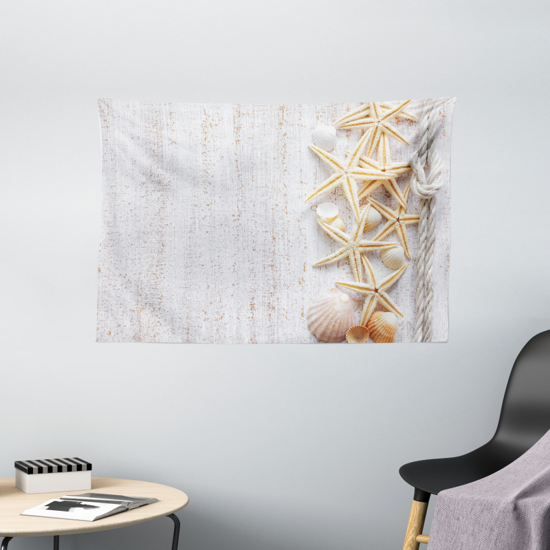 Seashells and Starfish Wide Tapestry