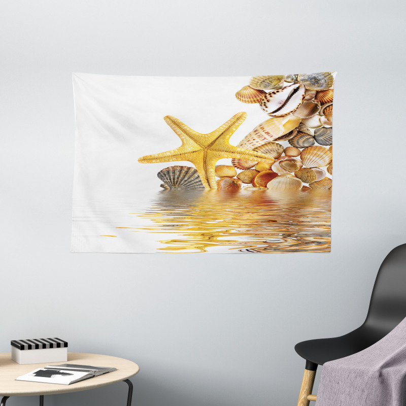 Sea Shells and Starfish Wide Tapestry