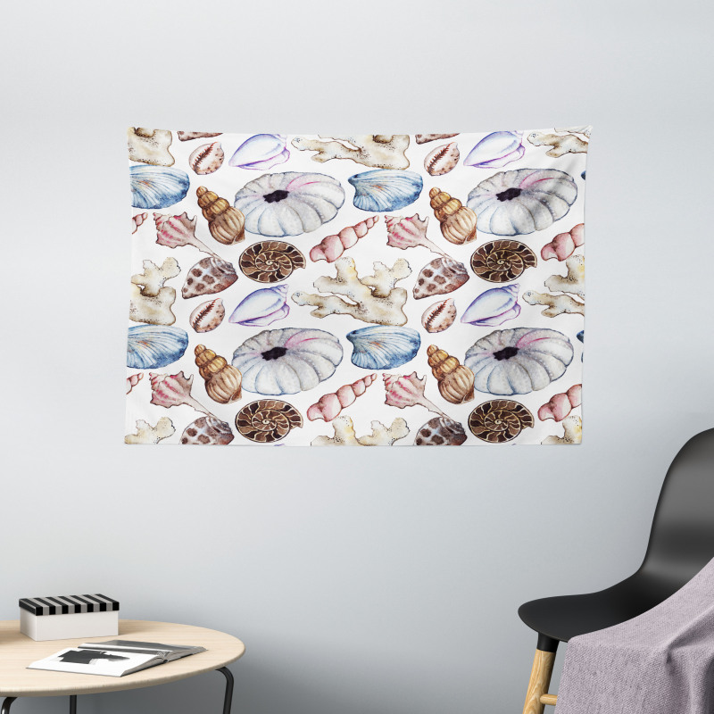 Seashell Coral Reef Wide Tapestry