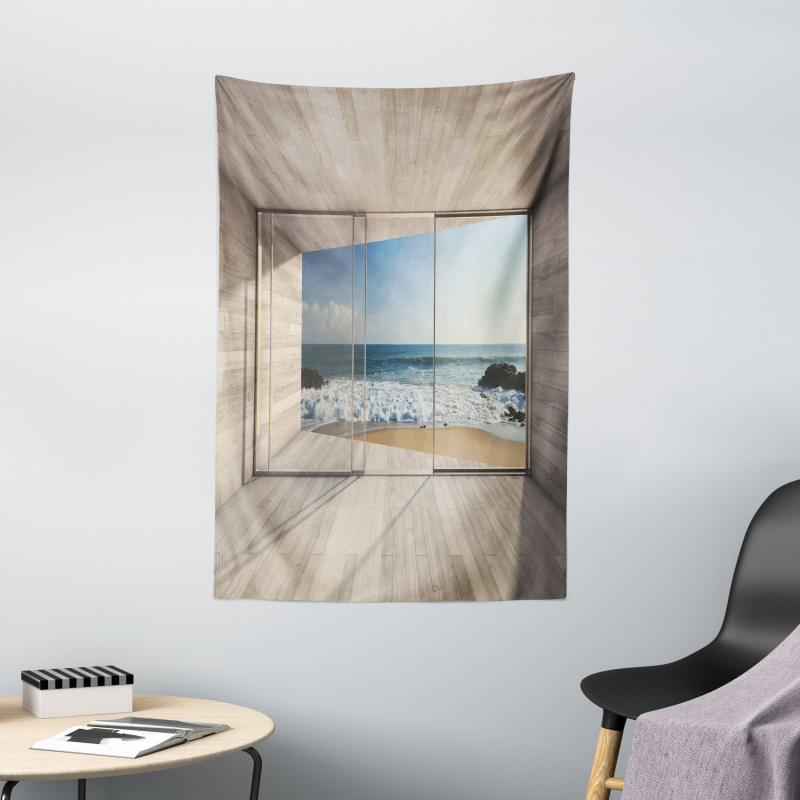 View of Sea Waves Rocks Tapestry