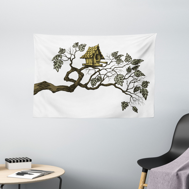 Bird Home and Branch Wide Tapestry