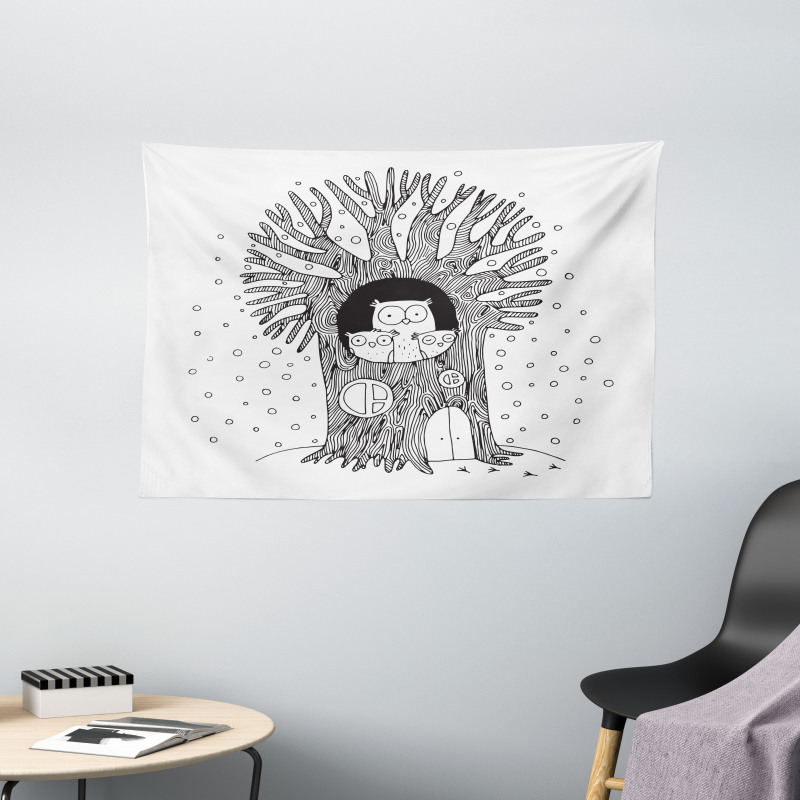 Owl Family Home Wide Tapestry