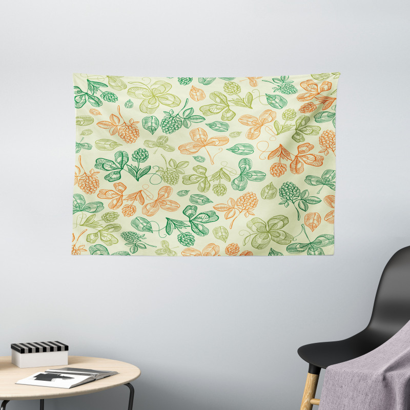 Floral St Patrick's Day Art Wide Tapestry