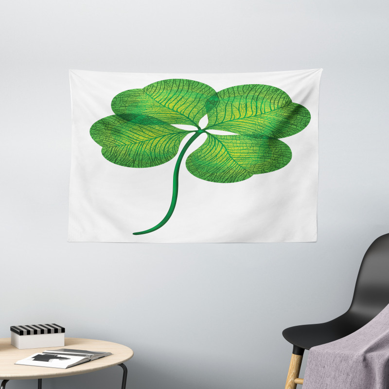 Detailed 4 Leaf Shamrock Wide Tapestry