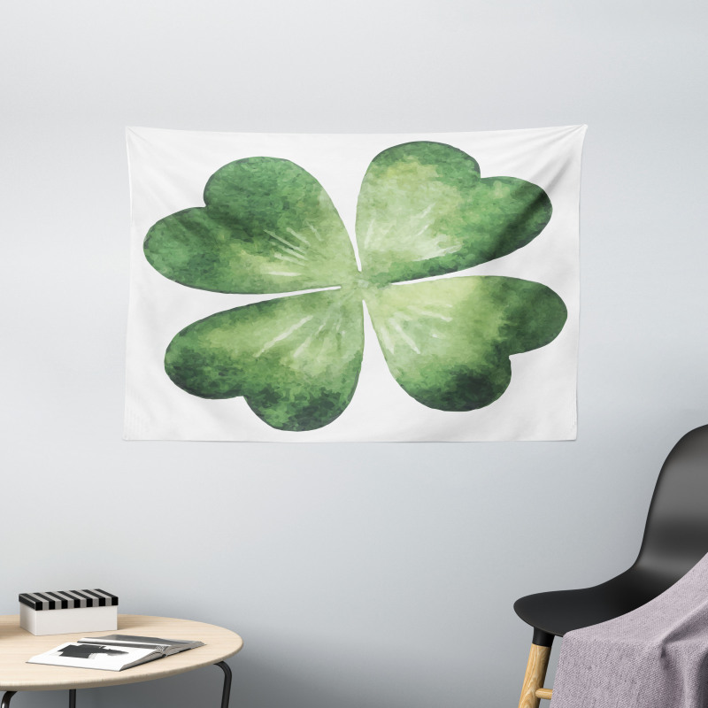 Watercolor Shamrock Leaf Art Wide Tapestry