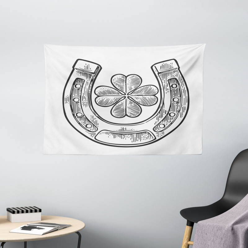 Shamrock and Horseshoe Image Wide Tapestry