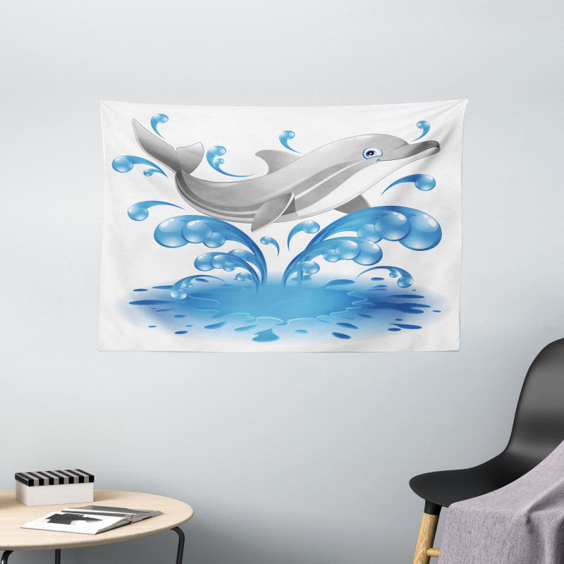 Animal Sealife Cartoon Wide Tapestry