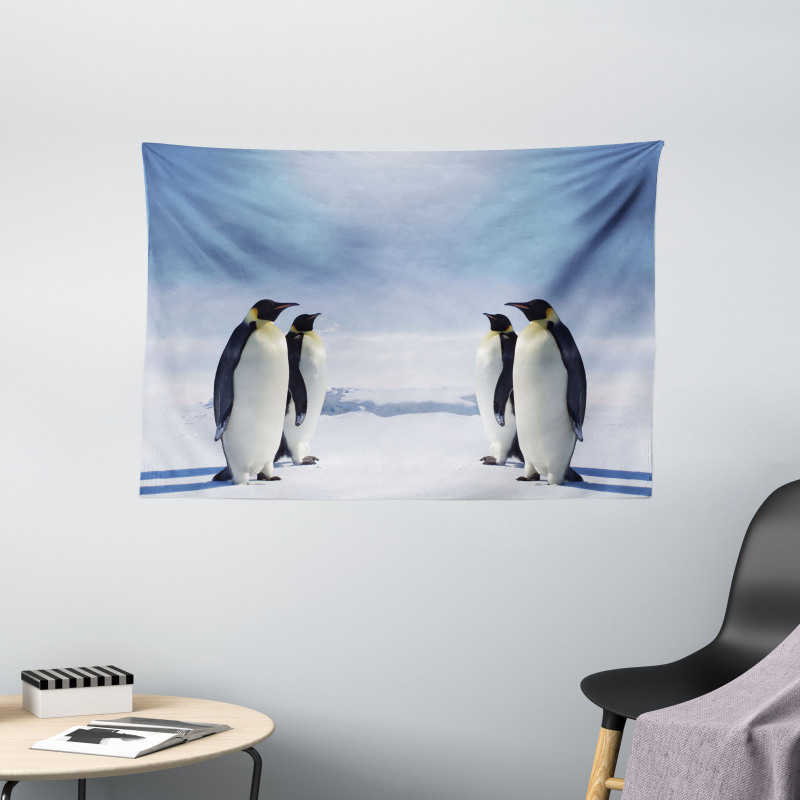 Penguins in Antarctica Wide Tapestry