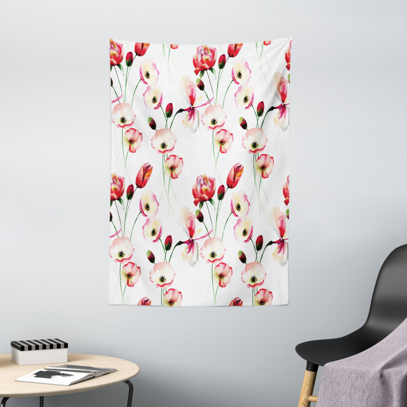 Poppy Flowers Branches Tapestry