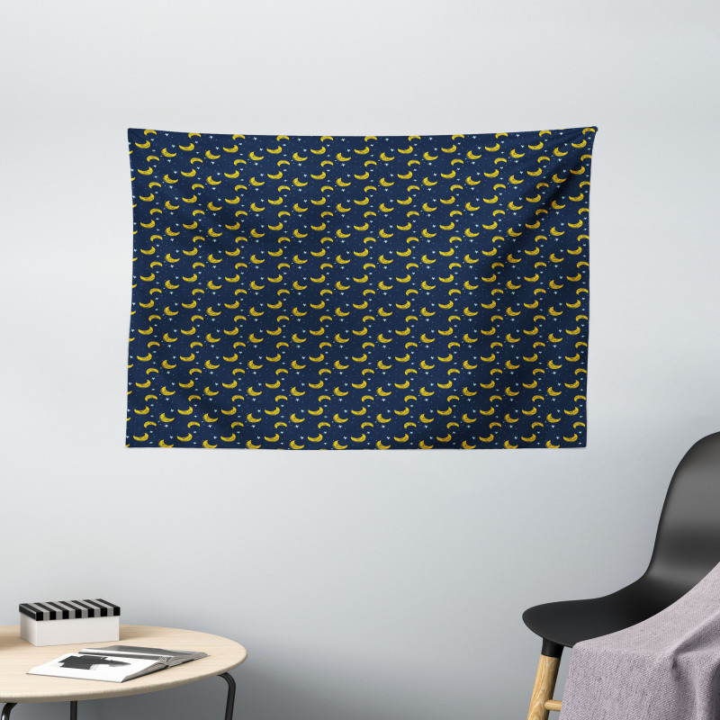 Simple Stars Crescents Wide Tapestry