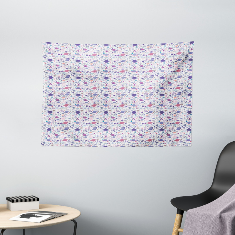 Planets Celestial Items Wide Tapestry