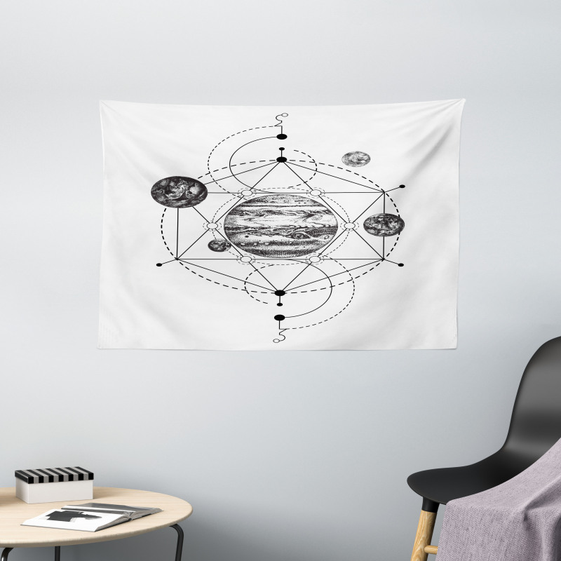 Modern Geometric Planets Wide Tapestry