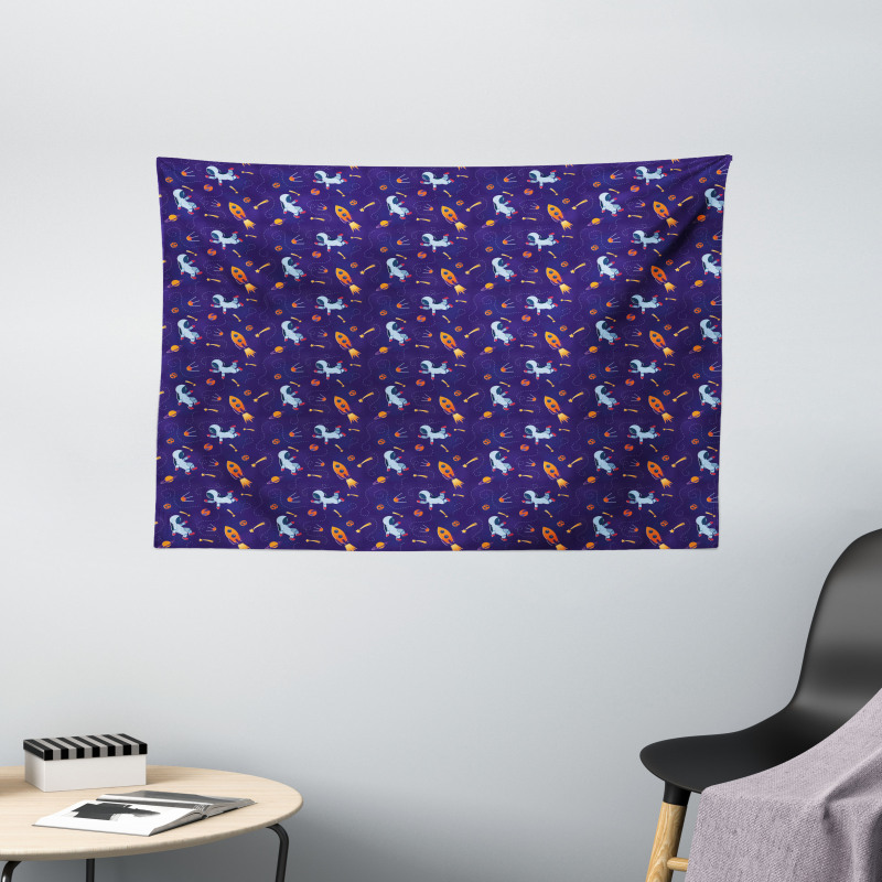 Astronauts Planets on Space Wide Tapestry