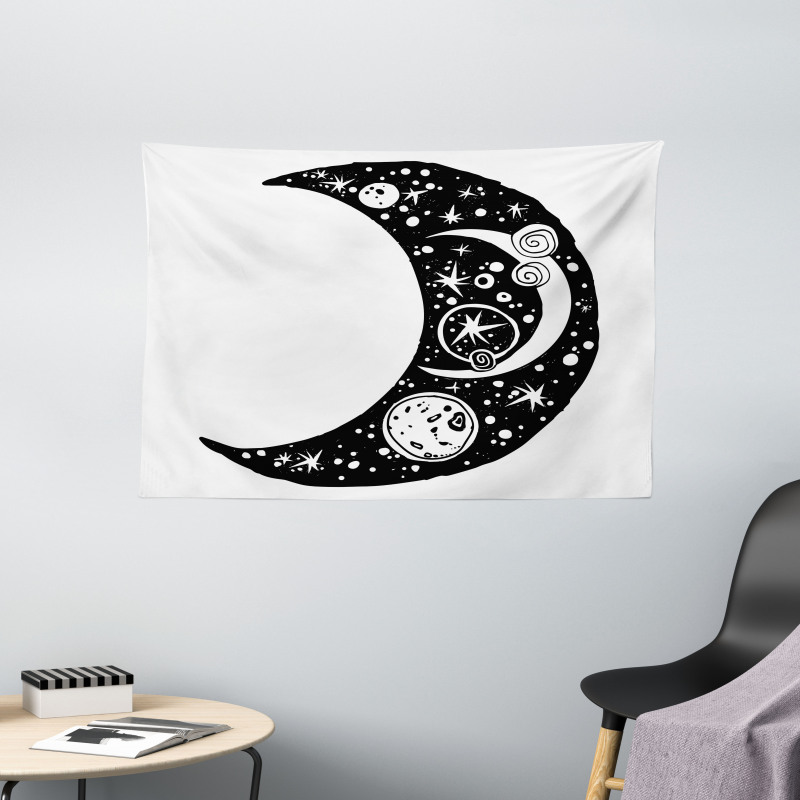 Crescent Doodle Wide Tapestry