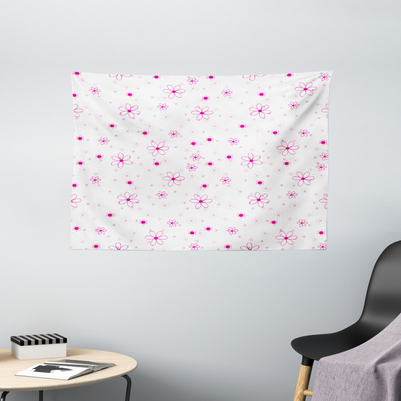 Pattern with Flowers Wide Tapestry