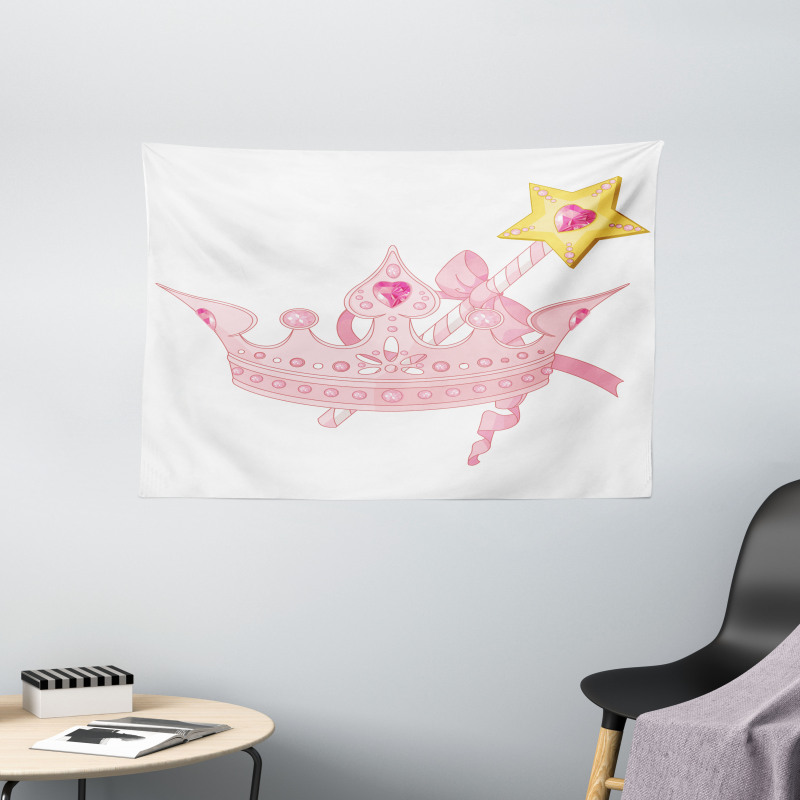 Crown and Magic Wand Wide Tapestry