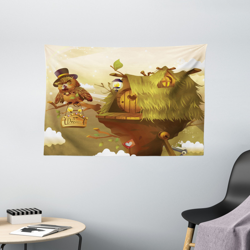 Nest of Magician Hat Owl Wide Tapestry