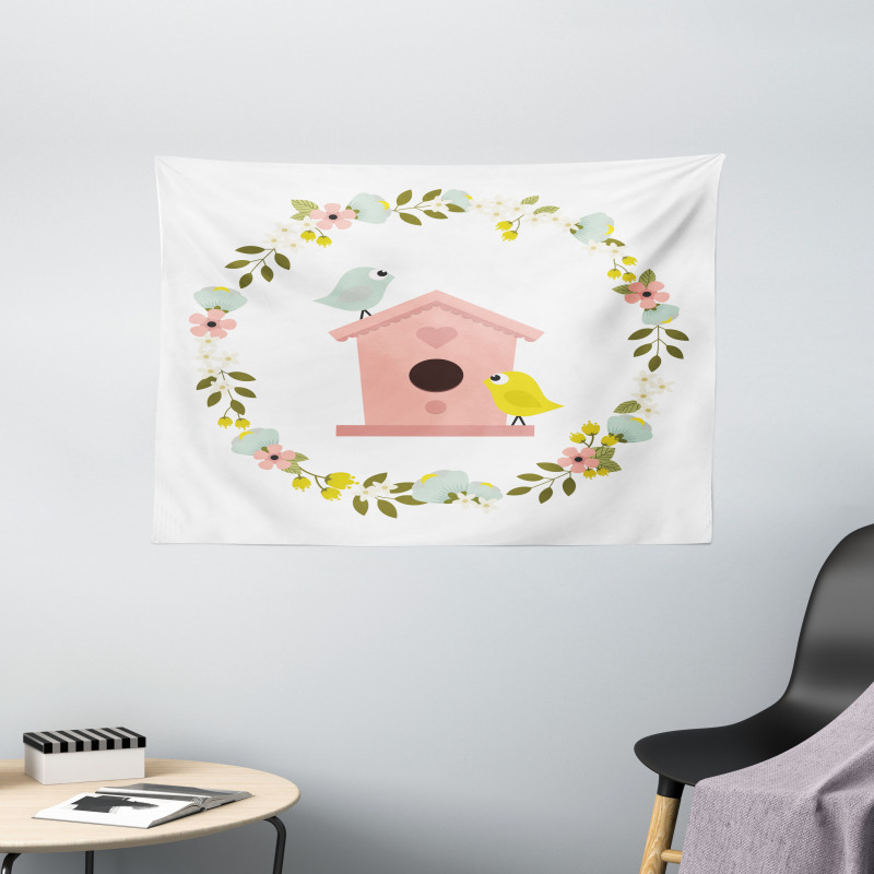 Winged Animal Floral Wide Tapestry