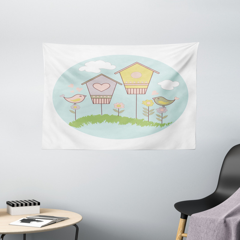 Meadow Flower Nest Cloud Wide Tapestry