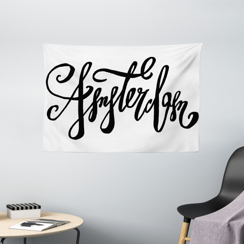 Cursive Modern Typography Wide Tapestry