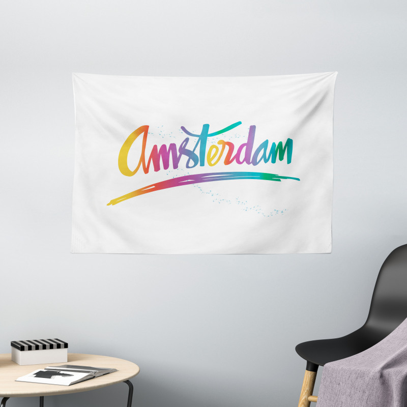 Colorful Hand Lettering Wide Tapestry